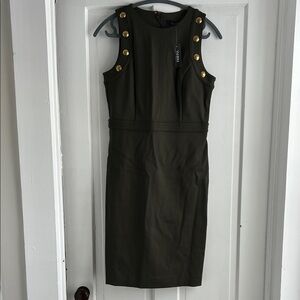NWT White House Sergeant Market Black Midi Dress with Gold Buttons - 4